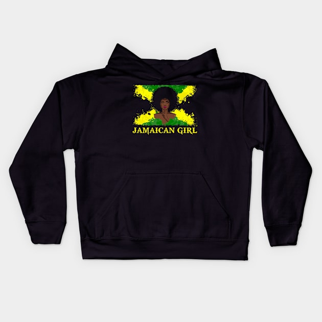 Jamaican Black Woman Jamaica Afro Girl Pride Kids Hoodie by folidelarts